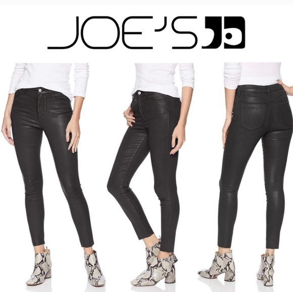 Joe's The Charlie High Rise Skinny Ankle/ Coated/ Black - Picture 1 of 14